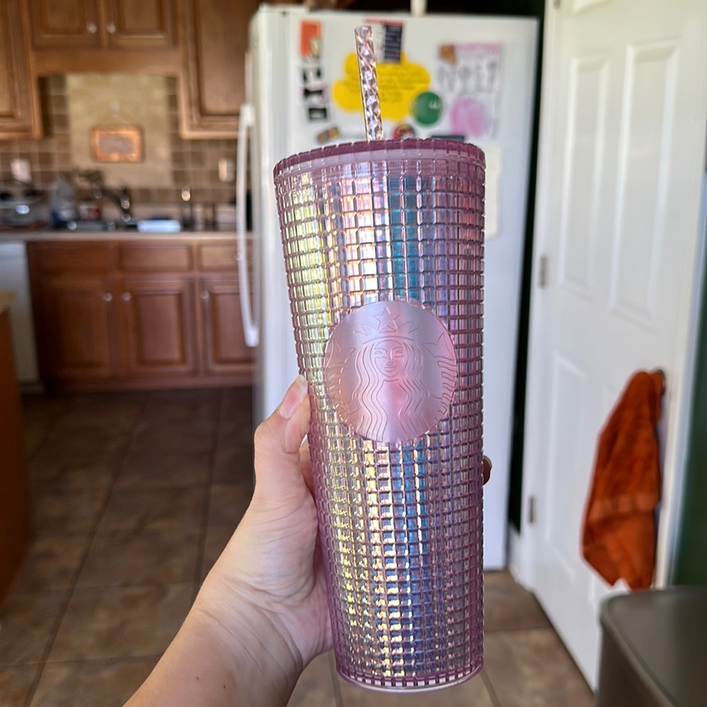 Starbucks pink grid tumbler